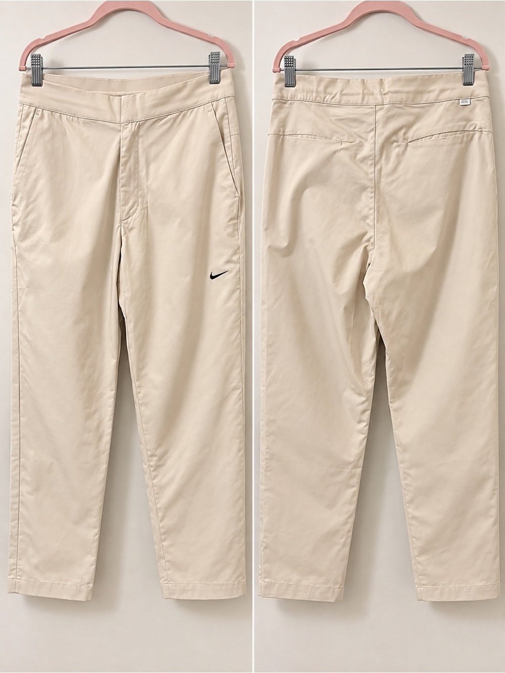 Nike Men's Light Beige Slim Chinos with Subtle Swoosh